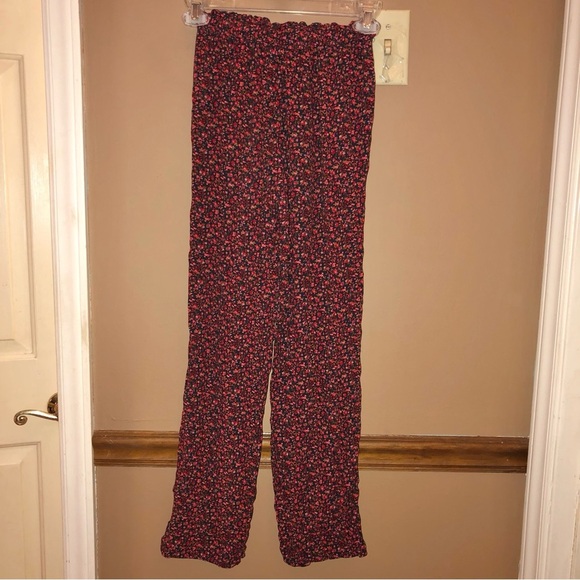 American Eagle‎ Ditsy Floral Paperbag Cropped Pants Red XXS - Picture 2 of 6
